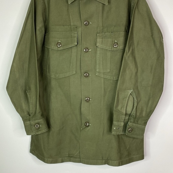 Vintage OG-107 Green Long Sleeve Button Down Military Shirt Size 15.5 x 31 - Picture 3 of 11